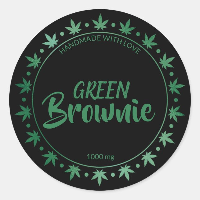 Schwarz und Grün | Homemade Edibles Label Runder Aufkleber (Vorderseite)