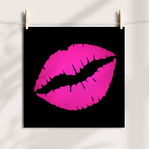 Schwarz und Hot Pink Ombre Lipstick Kiss Poster