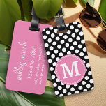Schwarz und Hot Pink Polka Dots Custom Monogram Gepäckanhänger<br><div class="desc">Ein präppy-Muster mit einem klassischen Single-Monogramm. Dieses niedliche Retro-Design ist perfekt für jede Frau.</div>