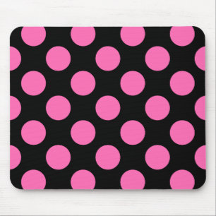 Schwarz und Hot Pink Punkte Mousepad