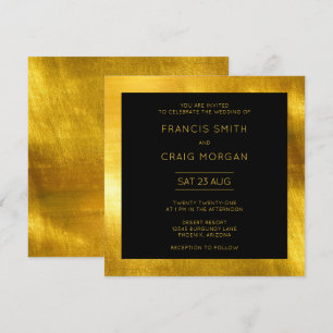 Schwarz und Imitat Golden Foil Moderne Hochzeit Einladung