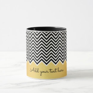 Schwarz und IMITATE GOLD Moderner Zickzack, benutz Tasse