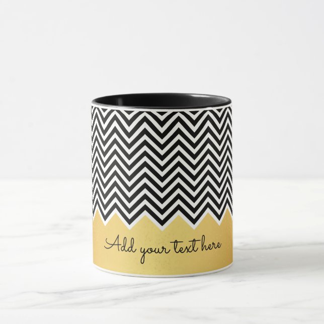 Schwarz und IMITATE GOLD Moderner Zickzack, benutz Tasse (Zentrum)