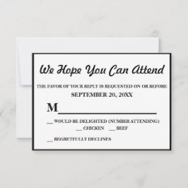 Schwarz und Imitate Silver Glitzer Stripe Wedding  RSVP Karte