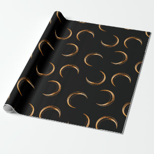 Schwarz und Kupfer Halloween Vintage Mond Muster Geschenkpapier