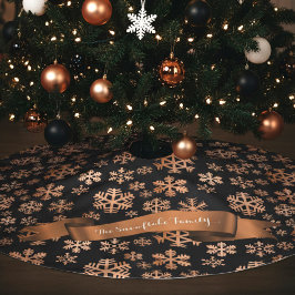 Schwarz und Kupfer Snowflake Weihnachtsbaumrock Polyester Weihnachtsbaumdecke