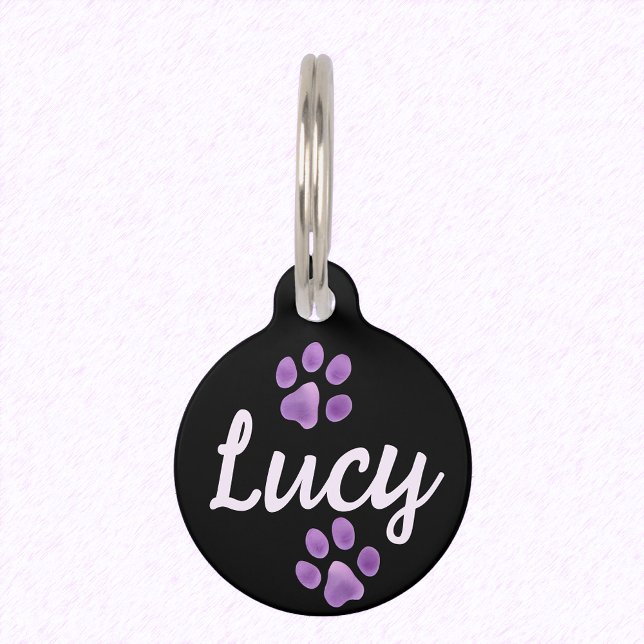 Schwarz und Lavendel Pet Paws and Individuelle Nam Haustiermarke (Von Creator hochgeladen)