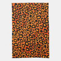 Schwarz-und Leuchtorange-Leopard-Tierdruck