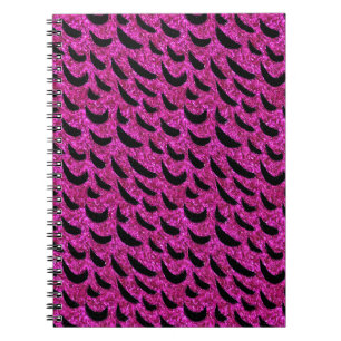 Schwarz und Lila Glitzer Tierische Druckmuster Notizblock