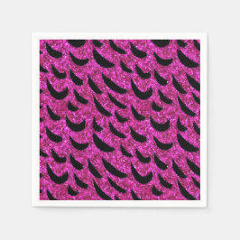 Schwarz und Lila Glitzer Tierische Druckmuster Serviette