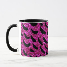 Schwarz und Lila Glitzer Tierische Druckmuster Tasse