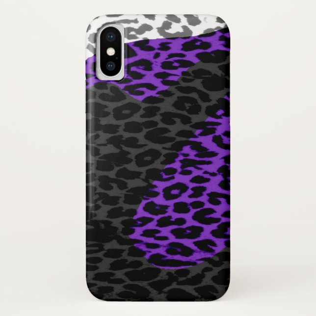 Schwarz und Lila Leopard Case-Mate iPhone Hülle (Rückseite)