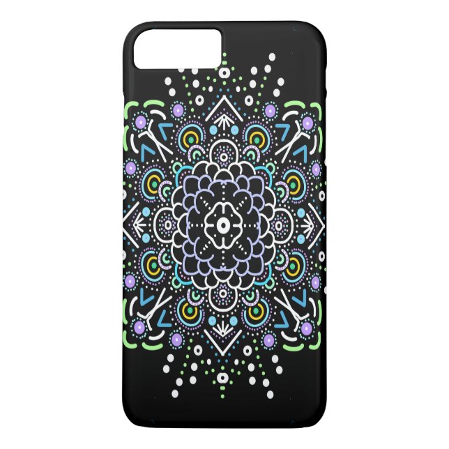 Schwarz und Lila Mandala Abstrakt bunt Case-Mate iPhone Hülle (Rückseite)