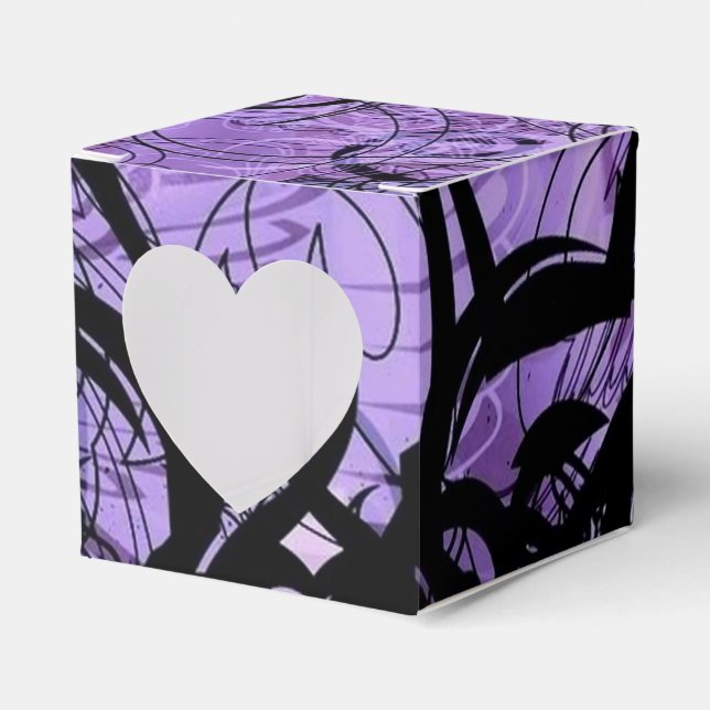 Schwarz und Lila Muster - Herz-Liebhaber-Box Geschenkschachtel (Vorderseite)