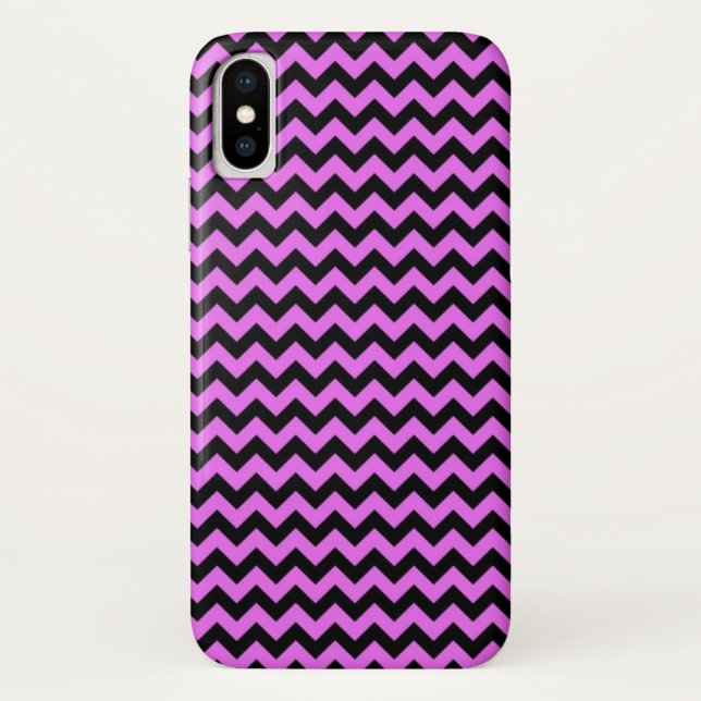 Schwarz und Lila Zig Zag Zickzack Case-Mate iPhone Hülle (Rückseite)