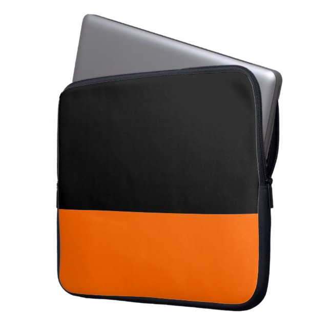 Schwarz und Mandarine Notebook-Tasche Laptopschutzhülle (Vorderseite Links)
