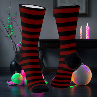 Schwarz und Maroon gestreift Socken