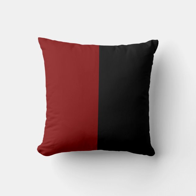 Schwarz und Maroon Split Farbe. Kissen (Vorderseite)