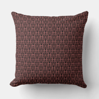 Schwarz und Marsala Kat Damask Muster Kissen Kisse