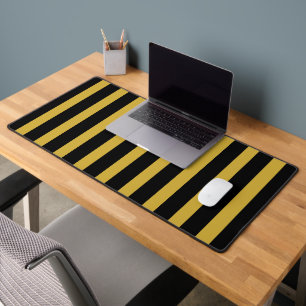 Schwarz und Metallic Gold Vertikal gestreift Styli Schreibtischunterlage