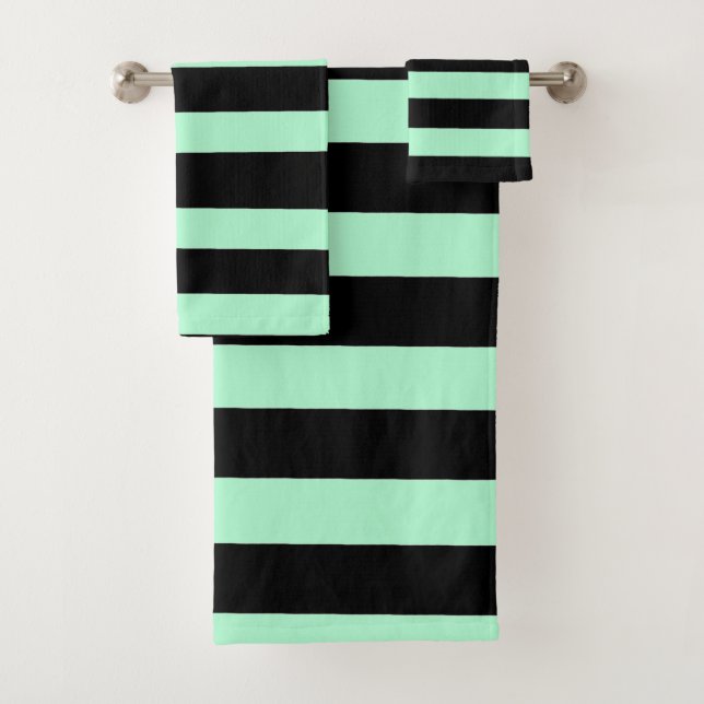Schwarz und Mintgrün Badhandtuch Set (Insitu)