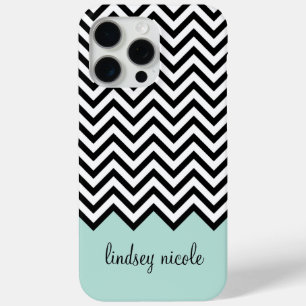 Schwarz und Minze Moderne Zickzack Monogramm title_seo2