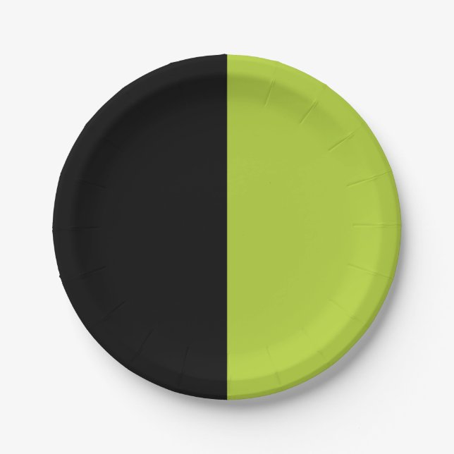 Schwarz und Neon Green Pappteller (Vorderseite)