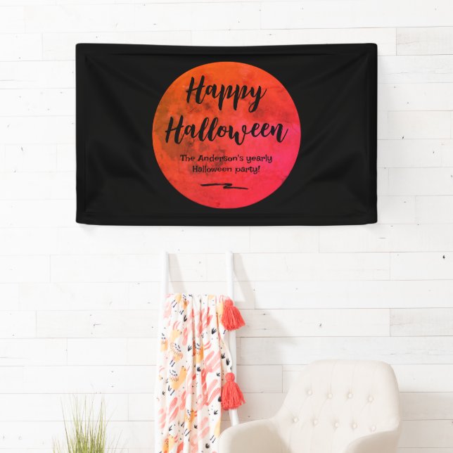 Schwarz und Orange Beängstigend Full Moon Happy Ha Banner (Insitu)