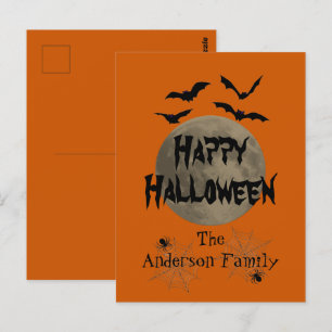 Schwarz und Orange Beängstigend Spooky Happy Hallo Postkarte
