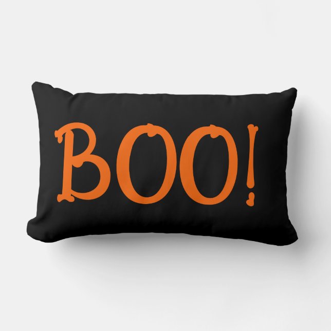 Schwarz und Orange Bony Boo! Lendenkissen (Vorderseite)