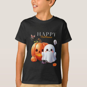 Schwarz und Orange - Cute Happy Halloween T-Shirt