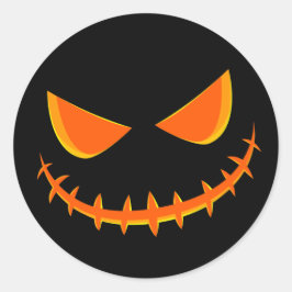 Schwarz und Orange Happy Kürbislaterne Face Runder Aufkleber