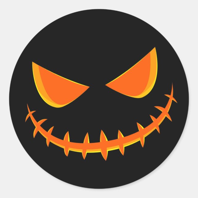 Schwarz und Orange Happy Kürbislaterne Face Runder Aufkleber (Vorderseite)