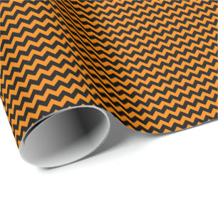 Schwarz und Orange Kleines Zickzack Geschenkpapier
