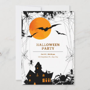 Schwarz und Orange Modernes Halloween-Party Einlad Einladung