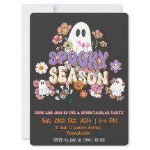 Schwarz und Orange Spooky Geist Halloween Einladun