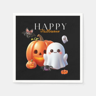 Schwarz und Orange Süßes Halloween    Serviette