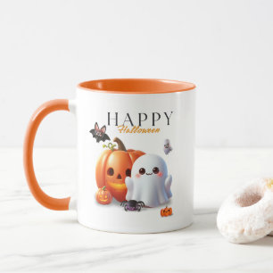 Schwarz und Orange Süßes Happy Halloween Tasse