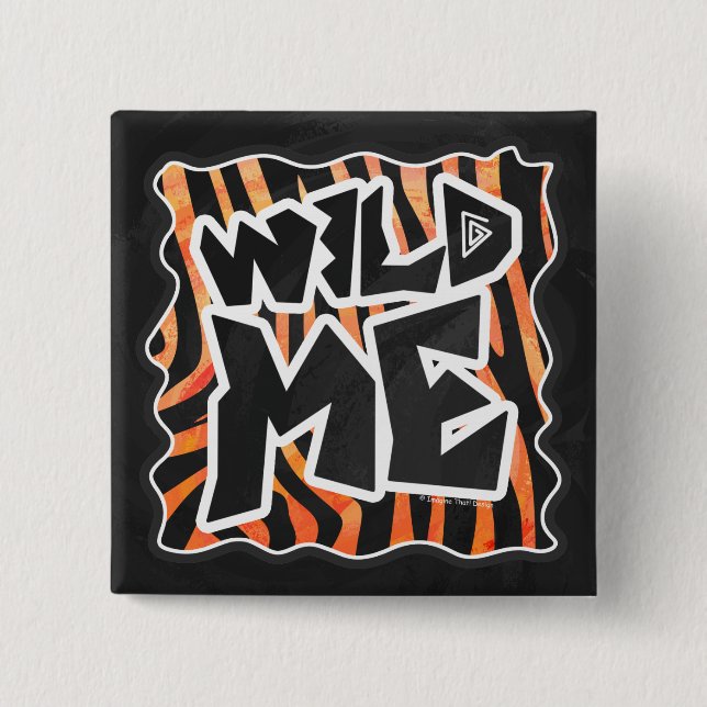 Schwarz und Orange Wild Me Zebra Button (Vorderseite)
