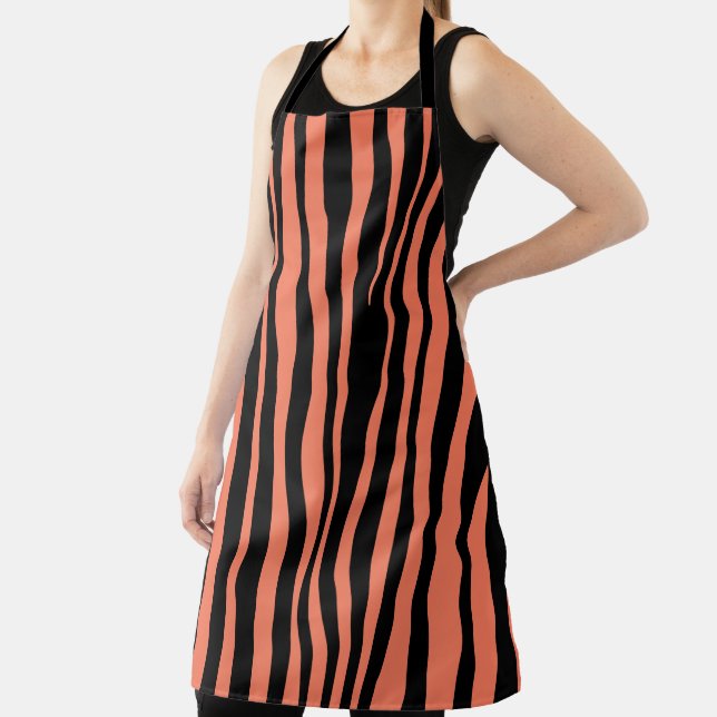 Schwarz und Orange Zebra Print Schürze (InSitu)