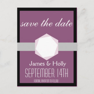 Schwarz und Orchid Save the Date Postkarte