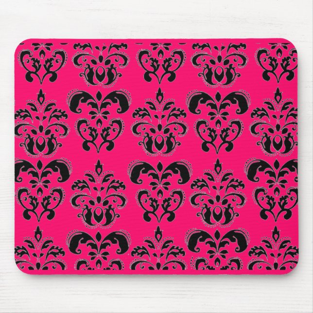 SCHWARZ- UND PINKDAMASK, FichSIE Mousepad (Vorne)