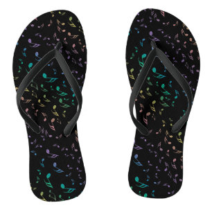 Schwarz-und Regenbogen-Musiknoten dreht Reinfälle Flip Flops