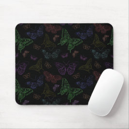 Schwarz- und Regenbogenfarbene Schmetterlinge Mousepad