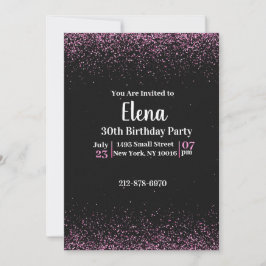 Schwarz und Rosa Elegante Geburtstagsparty Einladu Einladung