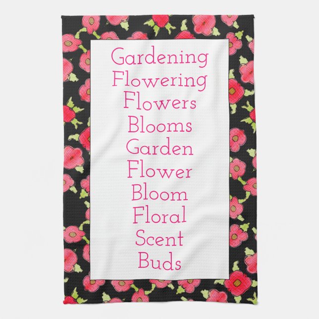 Schwarz und Rosa Geschirrtuch (Vertikal)