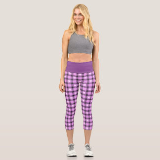 Schwarz und Rosa Kariert mit weißen, karierten Her Capri Leggings