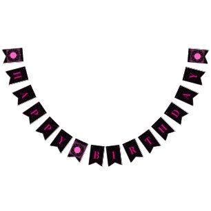 Schwarz und Rosa Wimpelkette