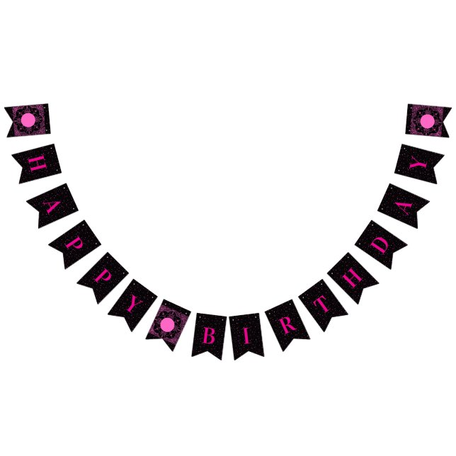 Schwarz und Rosa Wimpelkette (Alle)