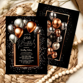 Schwarz und Rose Gold Ballons jeden Alters Geburts Einladung